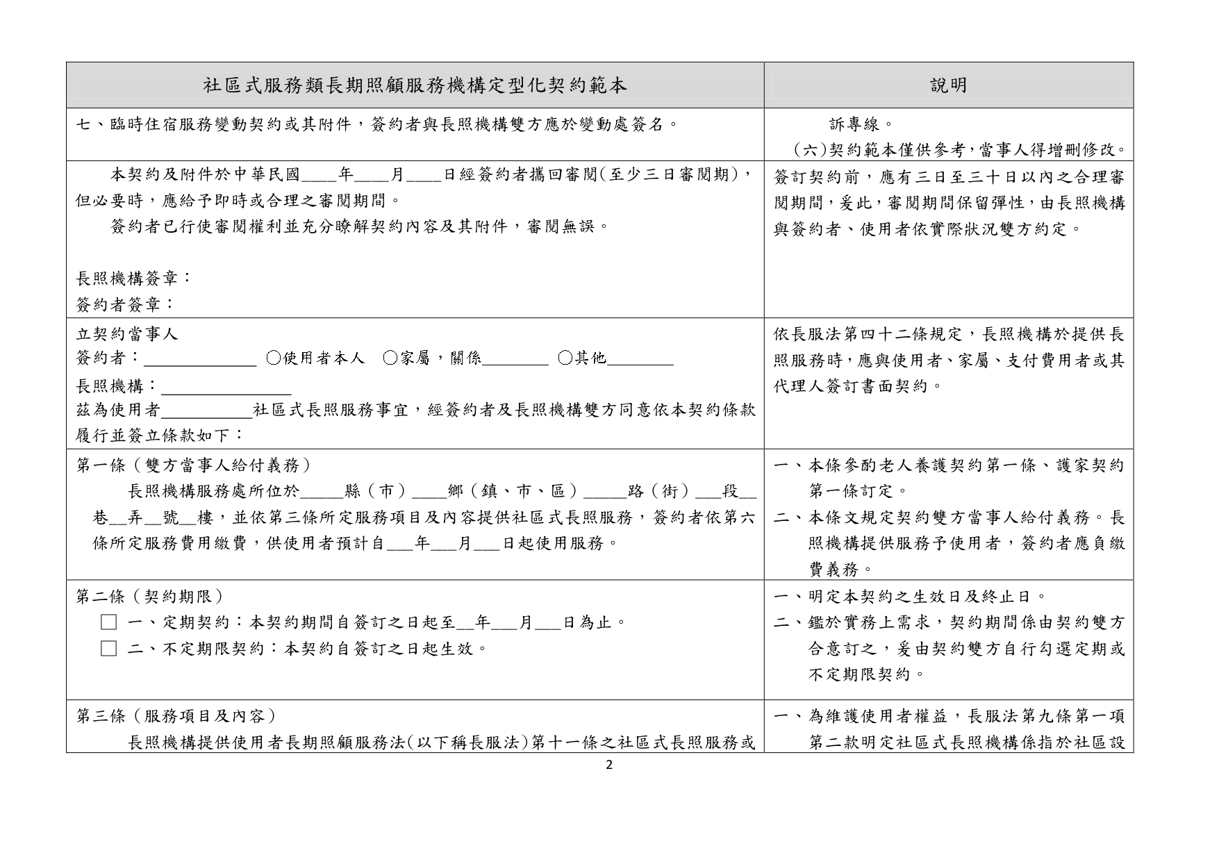 1130011檢送「居家式服務類長期照顧服務機構定型化契約範本」、「社區式服務類長期照顧服務機構定型化契約範本」、「機構住宿式服務類長期照顧服務機構定型化契約範本」，請_page-0021